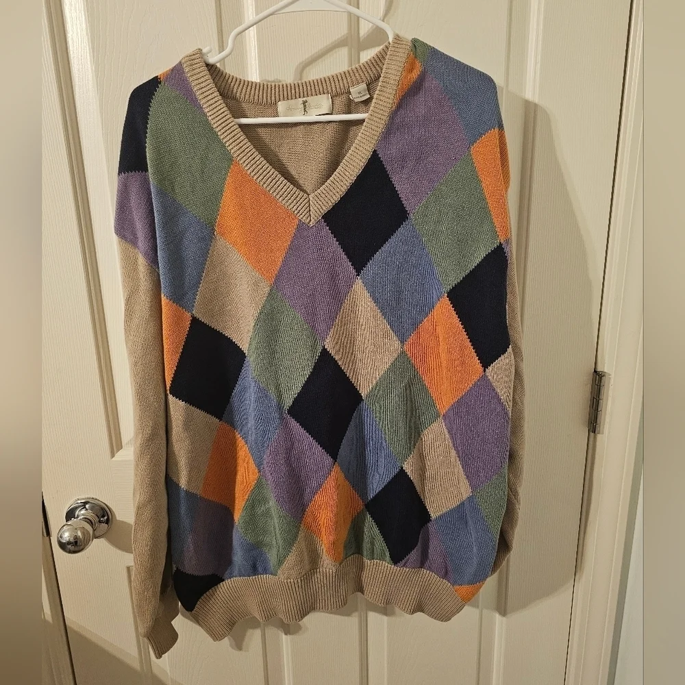 Harry Vardon Vtg Vintage Golf Checkered Pattern Sweater Size XL